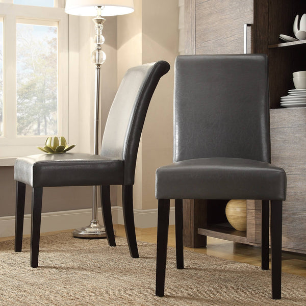 Marsello Parsons Style Faux Leather Dining Chair with Foam Cushion Rubberwood Frame