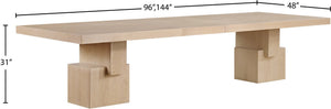 Meridian Furniture Anzio Extendable Oak Veneer Dining Table with Thick Slab Top Seats Eight to Twelve Guests Oak 722Oak-T