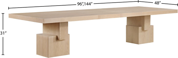 Meridian Furniture Anzio Extendable Oak Veneer Dining Table with Thick Slab Top Seats Eight to Twelve Guests Oak 722Oak-T