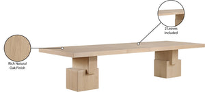 Meridian Furniture Anzio Extendable Oak Veneer Dining Table with Thick Slab Top Seats Eight to Twelve Guests Oak 722Oak-T