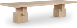 Meridian Furniture Anzio Extendable Oak Veneer Dining Table with Thick Slab Top Seats Eight to Twelve Guests Oak 722Oak-T
