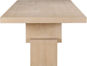 Meridian Furniture Anzio Extendable Oak Veneer Dining Table with Thick Slab Top Seats Eight to Twelve Guests Oak 722Oak-T