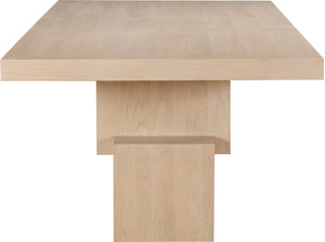 Meridian Furniture Anzio Extendable Oak Veneer Dining Table with Thick Slab Top Seats Eight to Twelve Guests Oak 722Oak-T
