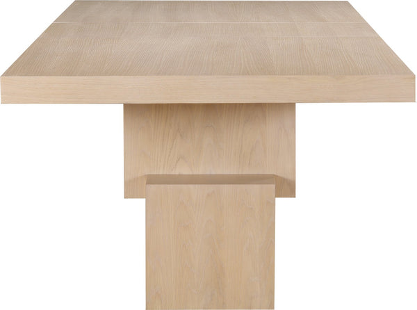 Meridian Furniture Anzio Extendable Oak Veneer Dining Table with Thick Slab Top Seats Eight to Twelve Guests Oak 722Oak-T