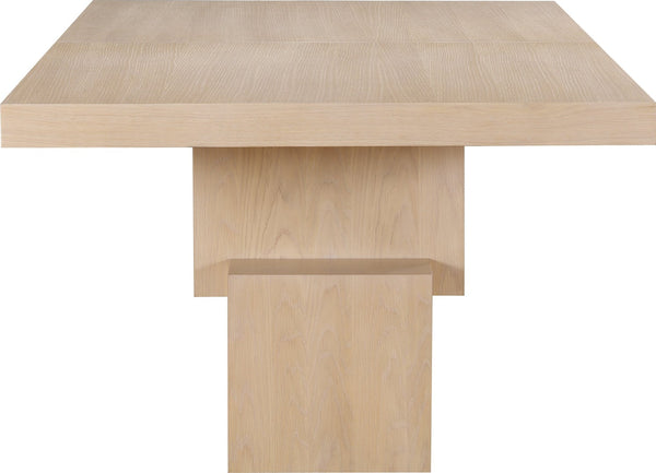 Meridian Furniture Anzio Extendable Oak Veneer Dining Table with Thick Slab Top Seats Eight to Twelve Guests Oak 722Oak-T