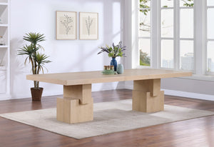 Meridian Furniture Anzio Extendable Oak Veneer Dining Table with Thick Slab Top Seats Eight to Twelve Guests Oak 722Oak-T