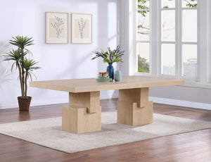 Meridian Furniture Anzio Extendable Oak Veneer Dining Table with Thick Slab Top Seats Eight to Twelve Guests Oak 722Oak-T