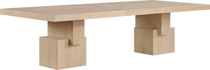 Meridian Furniture Anzio Extendable Oak Veneer Dining Table with Thick Slab Top Seats Eight to Twelve Guests Oak 722Oak-T
