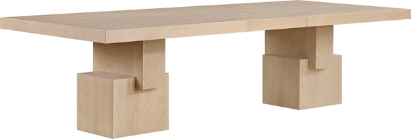 Meridian Furniture Anzio Extendable Oak Veneer Dining Table with Thick Slab Top Seats Eight to Twelve Guests Oak 722Oak-T