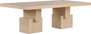 Meridian Furniture Anzio Extendable Oak Veneer Dining Table with Thick Slab Top Seats Eight to Twelve Guests Oak 722Oak-T