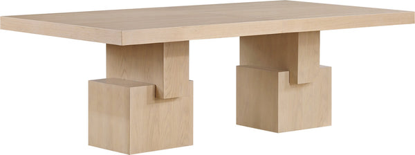 Meridian Furniture Anzio Extendable Oak Veneer Dining Table with Thick Slab Top Seats Eight to Twelve Guests Oak 722Oak-T