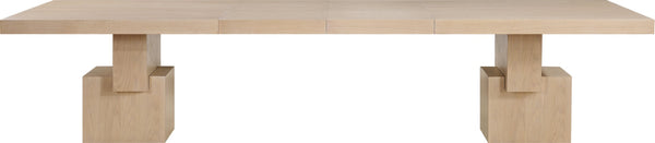 Meridian Furniture Anzio Extendable Oak Veneer Dining Table with Thick Slab Top Seats Eight to Twelve Guests Oak 722Oak-T