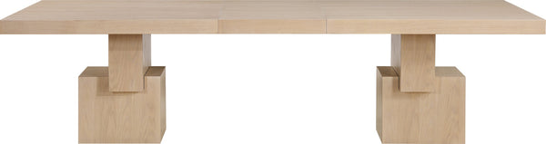 Meridian Furniture Anzio Extendable Oak Veneer Dining Table with Thick Slab Top Seats Eight to Twelve Guests Oak 722Oak-T