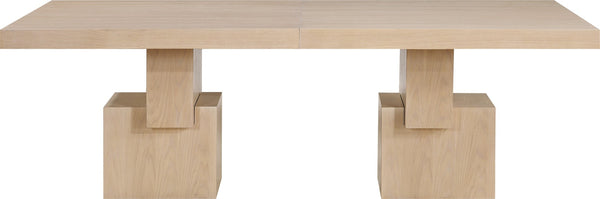 Meridian Furniture Anzio Extendable Oak Veneer Dining Table with Thick Slab Top Seats Eight to Twelve Guests Oak 722Oak-T