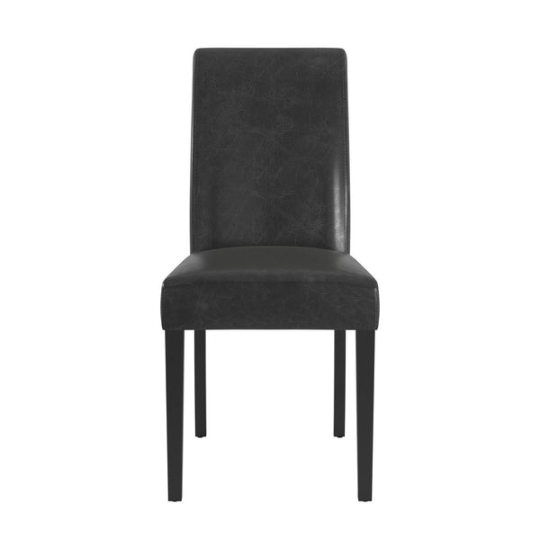 Marsello Parsons Style Faux Leather Dining Chair with Foam Cushion Rubberwood Frame