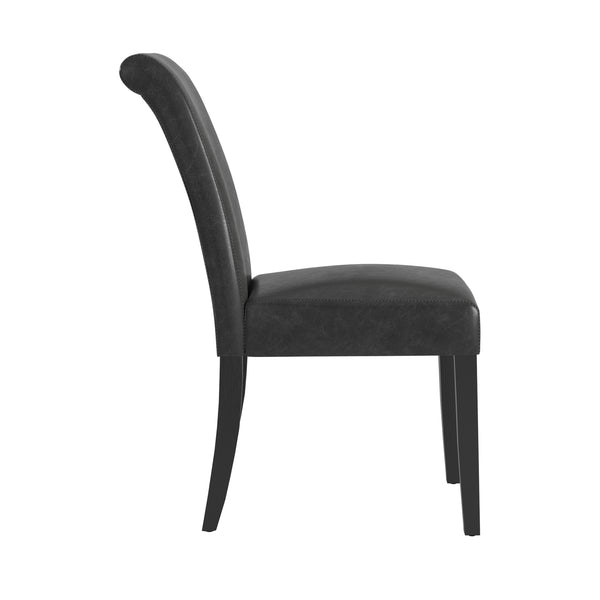 Marsello Parsons Style Faux Leather Dining Chair with Foam Cushion Rubberwood Frame