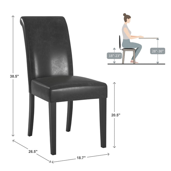 Marsello Parsons Style Faux Leather Dining Chair with Foam Cushion Rubberwood Frame