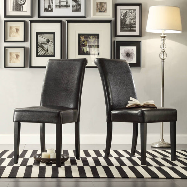 Marsello Parsons Style Faux Leather Dining Chair with Foam Cushion Rubberwood Frame