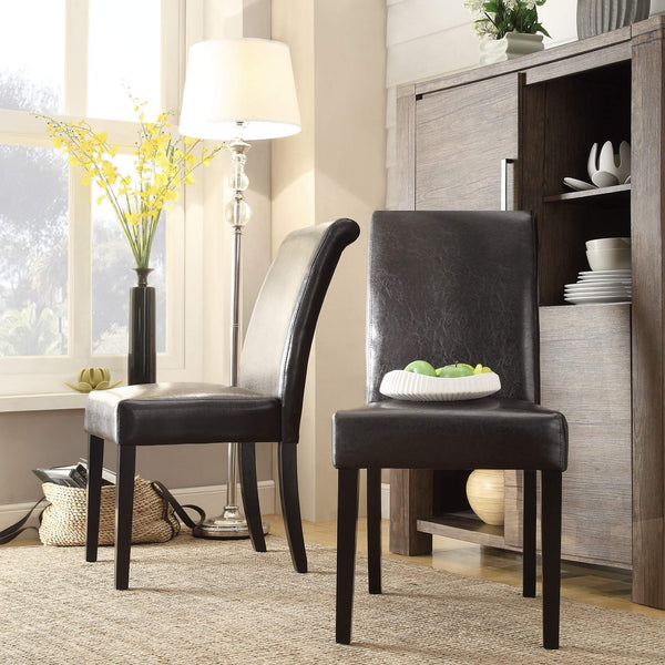 Marsello Parsons Style Faux Leather Dining Chair with Foam Cushion Rubberwood Frame