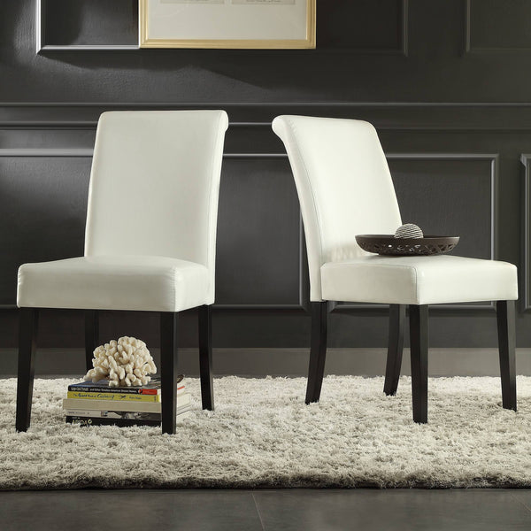 Marsello Parsons Style Faux Leather Dining Chair with Foam Cushion Rubberwood Frame