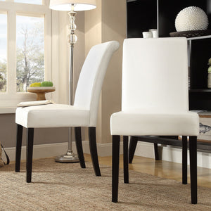Marsello Parsons Style Faux Leather Dining Chair with Foam Cushion Rubberwood Frame