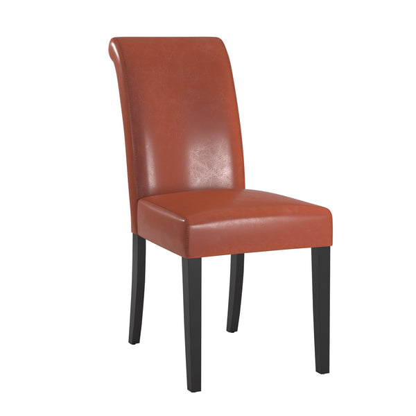 Marsello Parsons Style Faux Leather Dining Chair with Foam Cushion Rubberwood Frame
