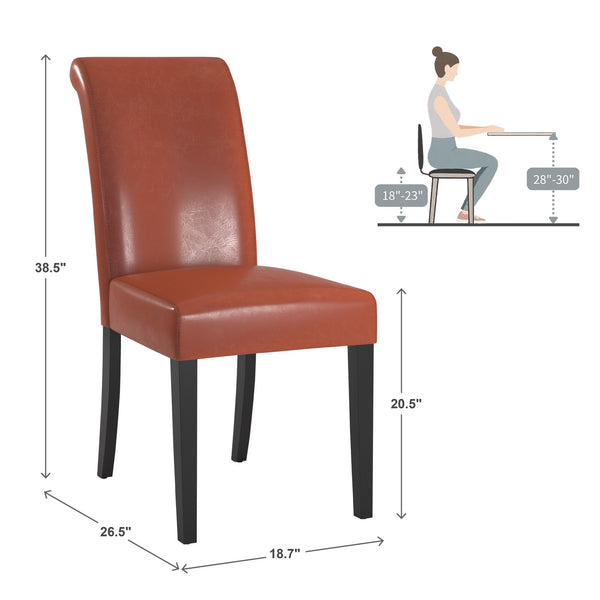 Marsello Parsons Style Faux Leather Dining Chair with Foam Cushion Rubberwood Frame
