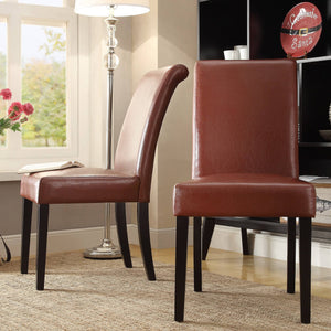 Marsello Parsons Style Faux Leather Dining Chair with Foam Cushion Rubberwood Frame