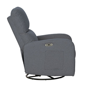 JLA Home INK+IVY - Power Dakota Recliner with Swivel, Glider & USB Charging — Power Recline, Storage Pocket, Plush Comfort Grey II103-0610