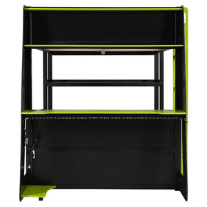English Elm Full Size Gaming Loft Bed with Led Lighting Desk Shelves and Usb Charging Ports N820S00076F