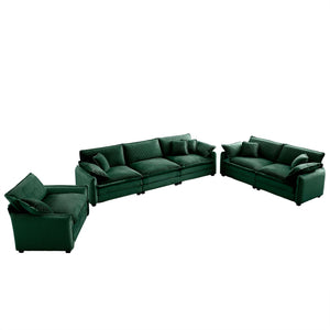 English Elm 3 Piece Oversized Sectional Sofa Set - Plush Green Corduroy With Memory Foam Cushions & Pillows W714S00727