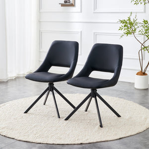 English Elm Dining Chairs Set Of 2 - Stylish Swivel Design With High Back, Durable Leather, Ideal For Modern Spaces W3493P347182
