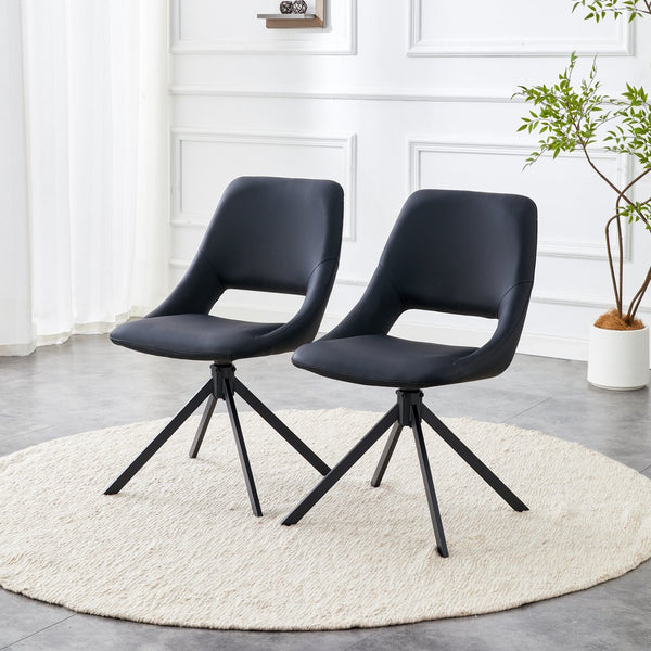 English Elm Dining Chairs Set Of 2 - Stylish Swivel Design With High Back, Durable Leather, Ideal For Modern Spaces W3493P347182