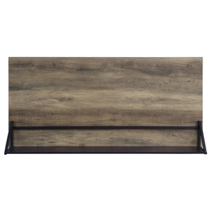 English Elm Garima Rustic Oak Writing Desk with Black Legs, 2-Tier Shelf & Phone/Tablet Holder, Modern Workspace B2726P243695