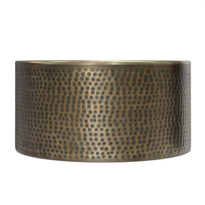English Elm Corbin Hammered Iron Drum Coffee Table Antique Gold Finish for Modern Living Rooms B136P429083