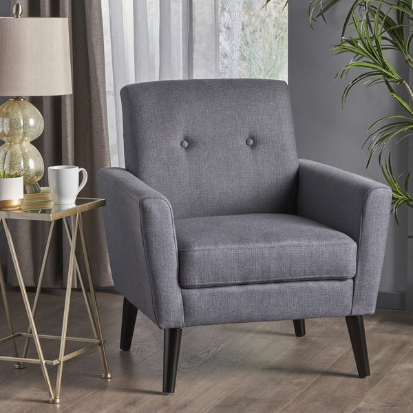 English Elm Christopher Knight Home® - CLUB Vintage-Inspired Fabric Club Chair with Nailhead Trim & Scroll Arms, Birch Legs, Contemporary Comfort DARK GREY 31.5 L x 27.75 W x 18.5 H 60848.00DGY
