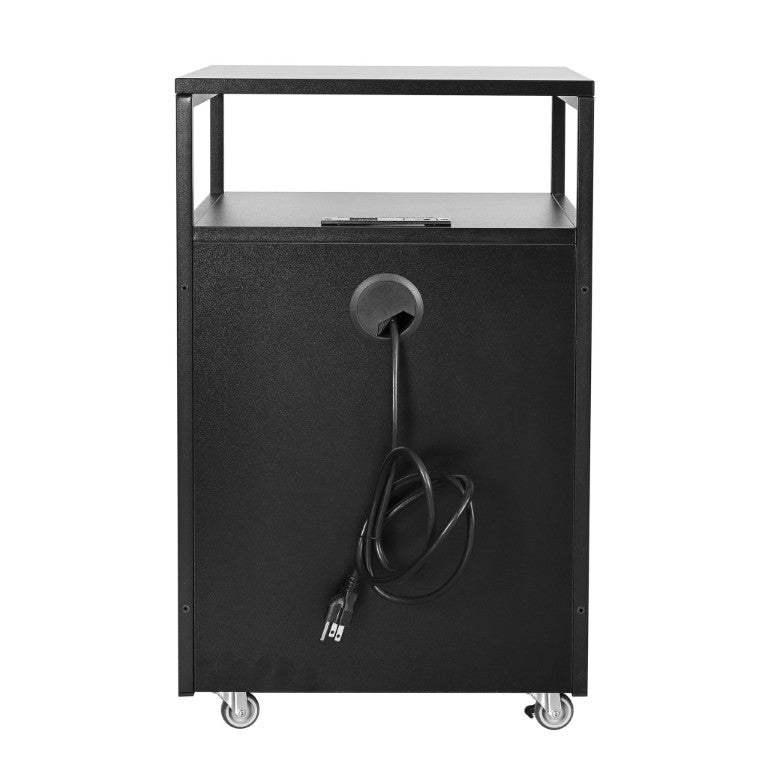 26 Inch Rolling Office Filing Cabinet in Black Wood Metal with Usb Charging Port
