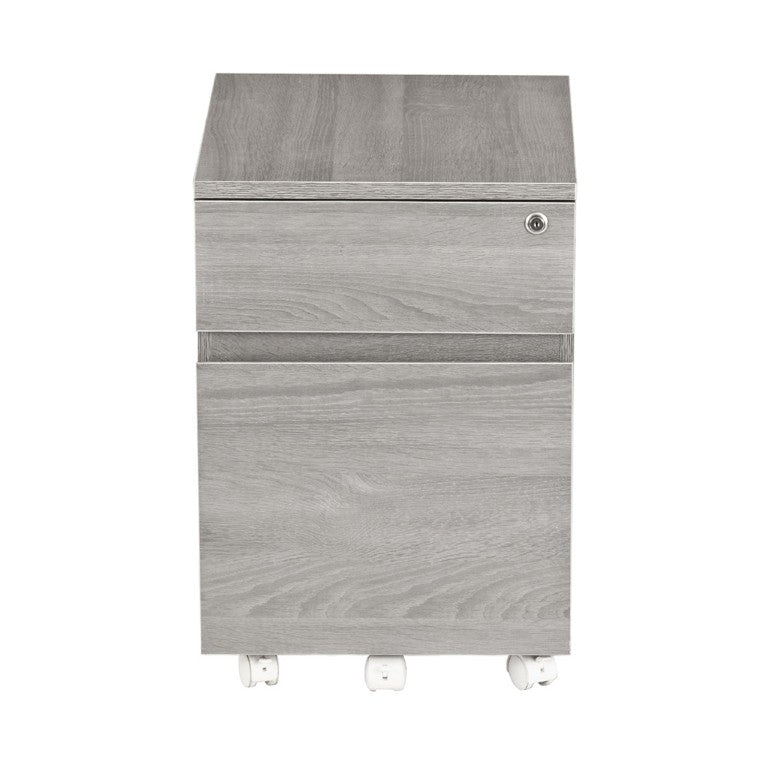 HomeRoots 23 Inch Gray Wood Two Drawer Rolling Filing Cabinet for Modern Home Office Storage 723074