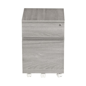 HomeRoots 23 Inch Gray Wood Two Drawer Rolling Filing Cabinet for Modern Home Office Storage 723074