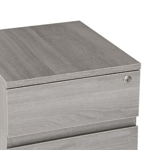 23 Inch Gray Wood Two Drawer Rolling Filing Cabinet for Modern Home Office Storage