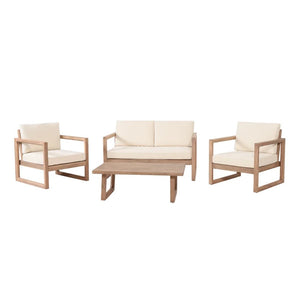 English Elm 4-pieces Acacia Hardwood Outdoor Conversation Set with Deep Cushions for Porch Decks 72310.00BBGE-2_73020.00BBGE