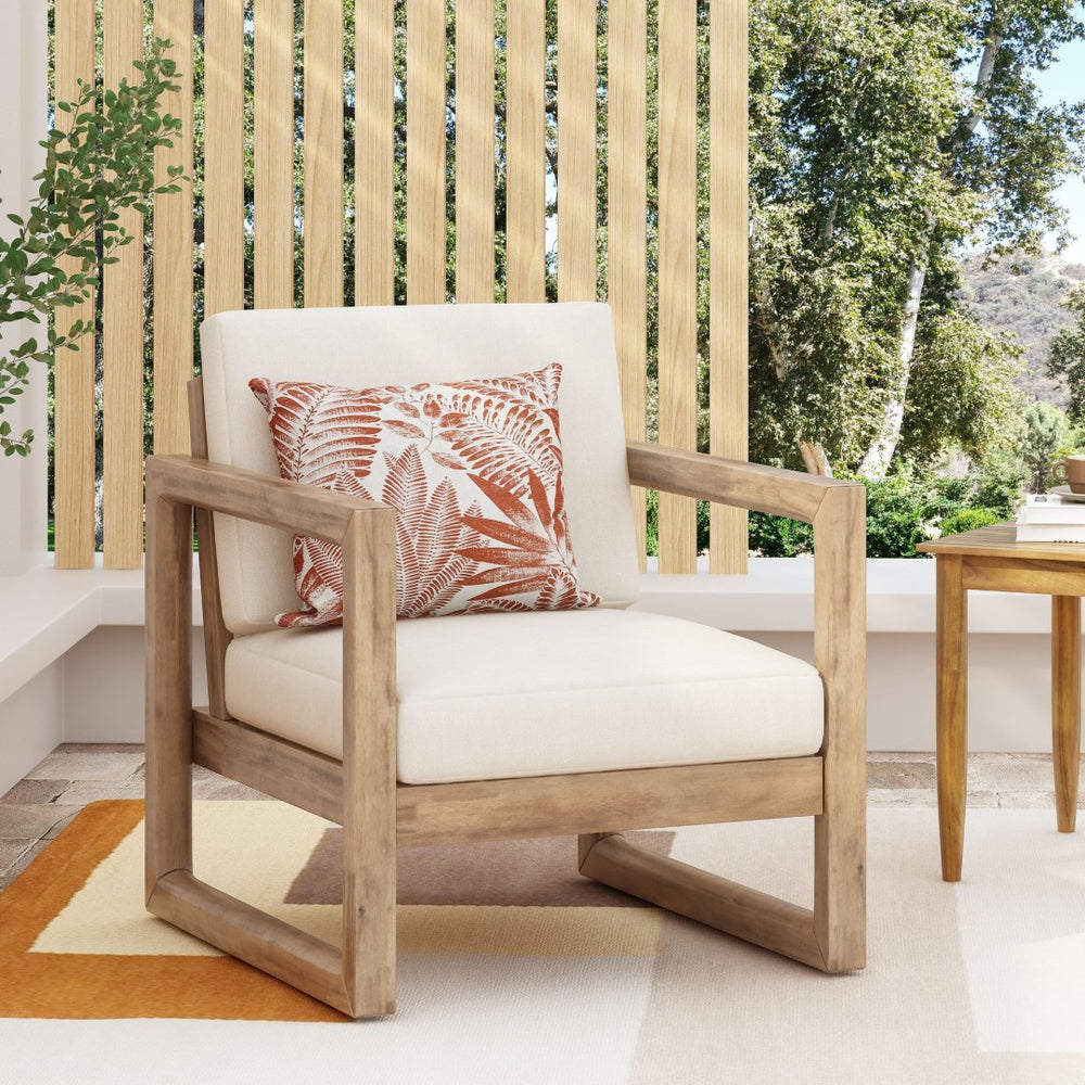 English Elm Outdoor Solid Acacia Hardwood Club Chair with Thick Water Resistant Cushion for Patio 72310.00BBGE