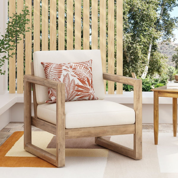 English Elm Outdoor Solid Acacia Hardwood Club Chair with Thick Water Resistant Cushion for Patio 72310.00BBGE