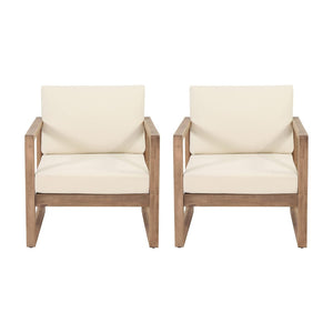 English Elm Outdoor Solid Acacia Hardwood Club Chair with Thick Water Resistant Cushion for Patio 72310.00BBGE