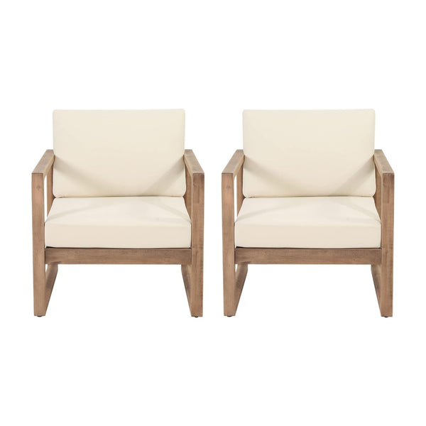 English Elm Outdoor Solid Acacia Hardwood Club Chair with Thick Water Resistant Cushion for Patio 72310.00BBGE