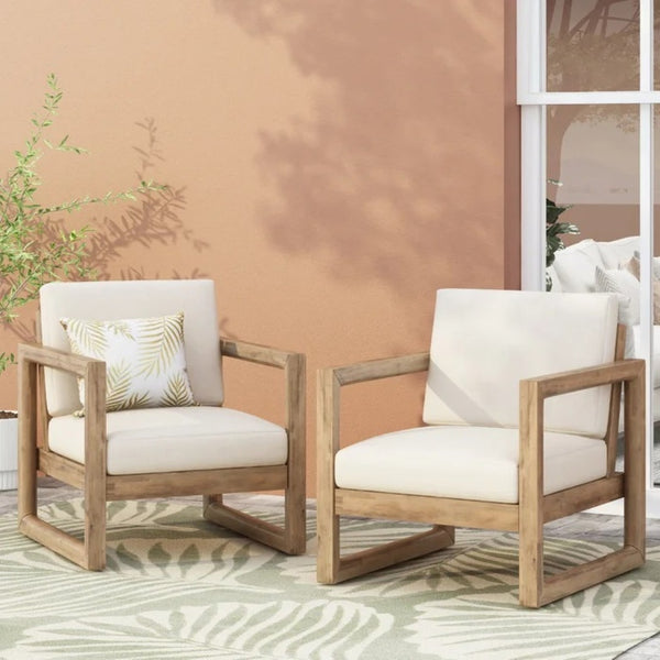 English Elm Outdoor Solid Acacia Hardwood Club Chair with Thick Water Resistant Cushion for Patio 72310.00BBGE