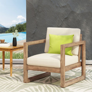 English Elm Outdoor Solid Acacia Hardwood Club Chair with Thick Water Resistant Cushion for Patio 72310.00BBGE