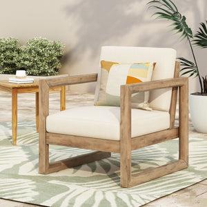 English Elm Outdoor Solid Acacia Hardwood Club Chair with Thick Water Resistant Cushion for Patio 72310.00BBGE