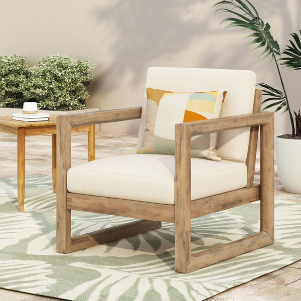 English Elm Outdoor Solid Acacia Hardwood Club Chair with Thick Water Resistant Cushion for Patio 72310.00BBGE
