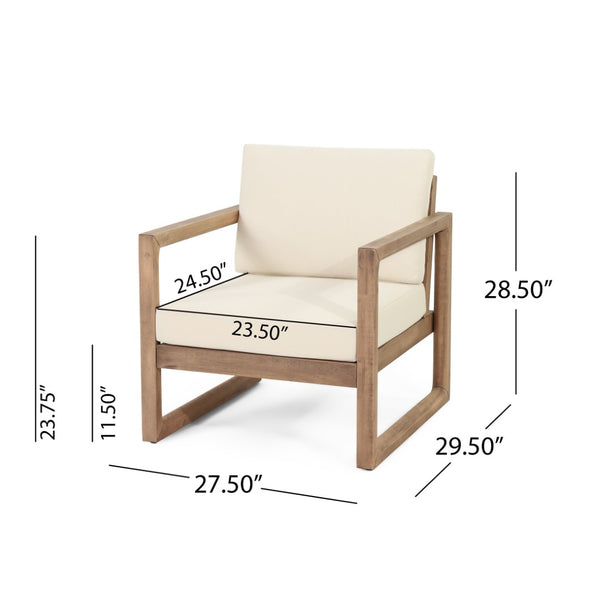 English Elm Outdoor Solid Acacia Hardwood Club Chair with Thick Water Resistant Cushion for Patio 72310.00BBGE